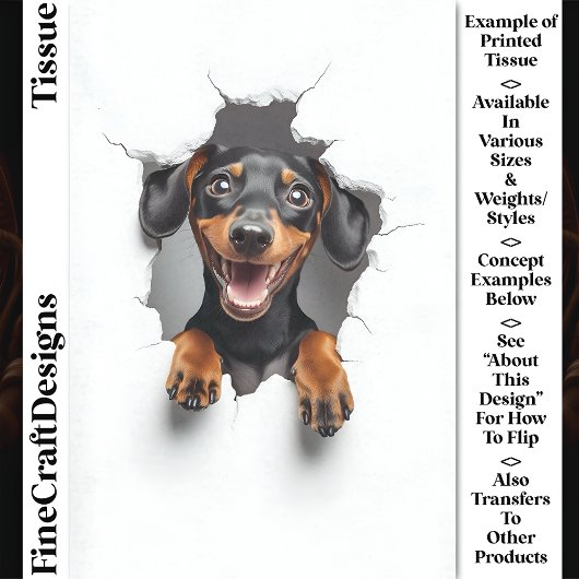 Papier Mousseline Puppy Chien Mignonne Peeking Dachshund CN8 Découpa