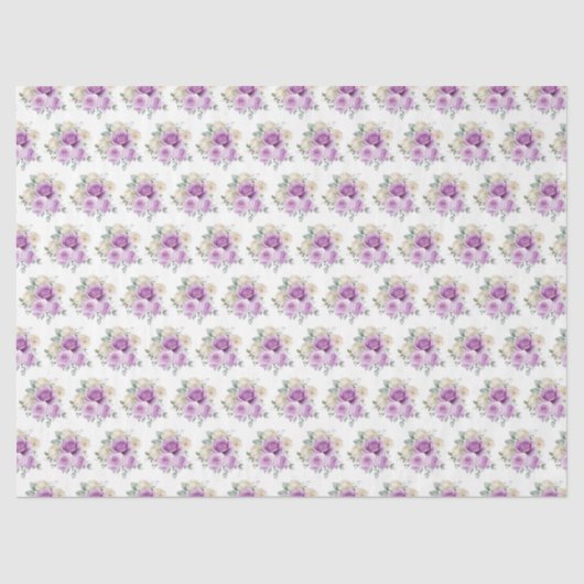 Papier Mousseline Purple and Silver Elegant Flowers (Recto)