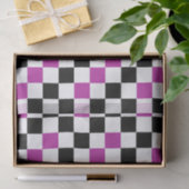 Papier Mousseline Purple Black White Checkered Pattern Design  (Cadeau)