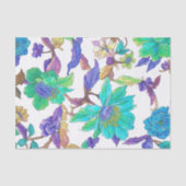Papier Mousseline Purple bleu Aqua Jacobean Damask Design (Recto)