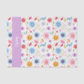 Papier Mousseline Purple Blue Pink Boho Wildflower Personalized  (Recto)