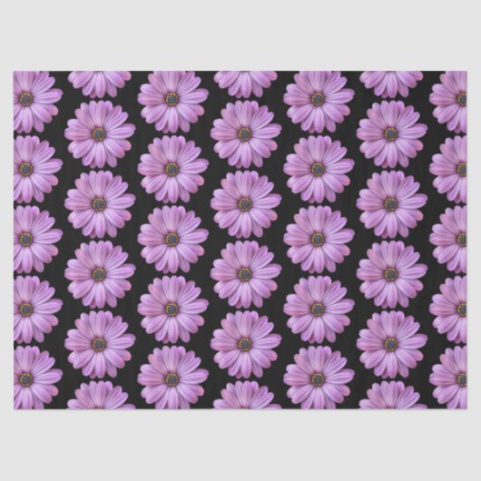 Papier Mousseline Purple Daisy sur papier Tissu Noir (Recto)