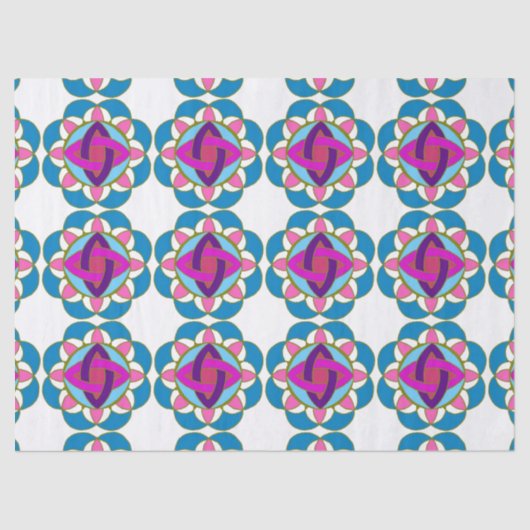 Papier Mousseline Purple Fuchsia bleu rose Turquoise Mandala Découpa (Recto)