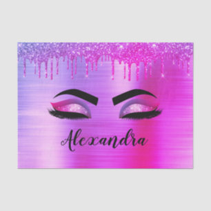 Papier Mousseline Purple Glitter Sparkle Eyelashes Monogram