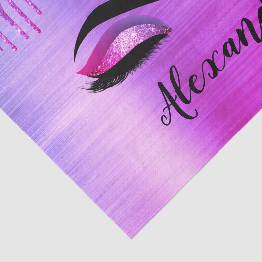 Papier Mousseline Purple Glitter Sparkle Eyelashes Monogram (Détail)