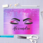 Papier Mousseline Purple Glitter Sparkle Eyelashes Monogram (Artisanat)
