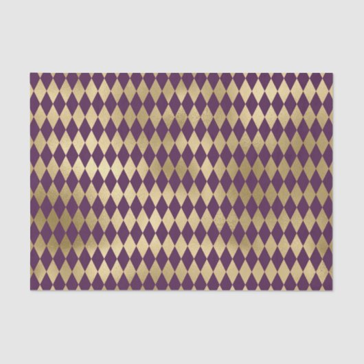 PAPIER MOUSSELINE PURPLE & GOLD DIAMOND JACQUARD MOTIF (Recto)