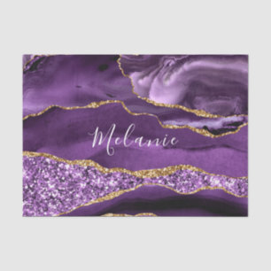Papier Mousseline Purple Gold Parties scintillant Nom personnalisé T