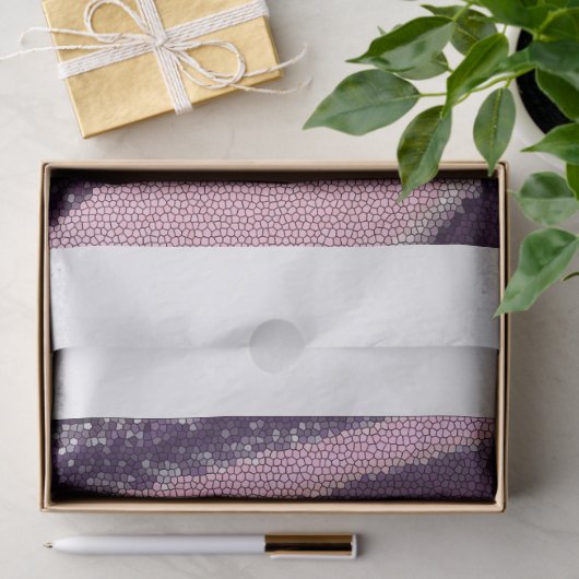 Papier Mousseline Purple pink abstract stripes with elegant sparkle (Cadeau)