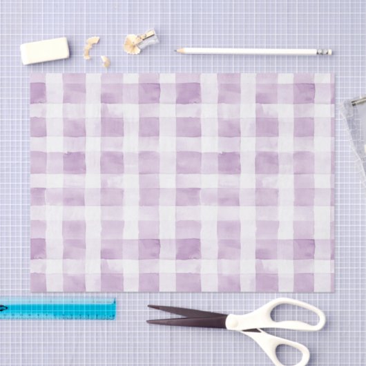 Papier Mousseline Purple White Plaid Stripes (Artisanat)