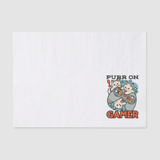 Papier Mousseline Purr On Gamer - Conception De Jeu De Chat Cute (Recto)