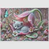Papier Mousseline Purrfect Garden Cat Magic Decoupage (Recto)