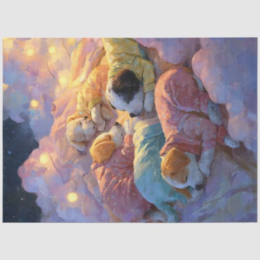 Papier Mousseline Pyjamas de marionnettes géantes dans les nuages (Recto)