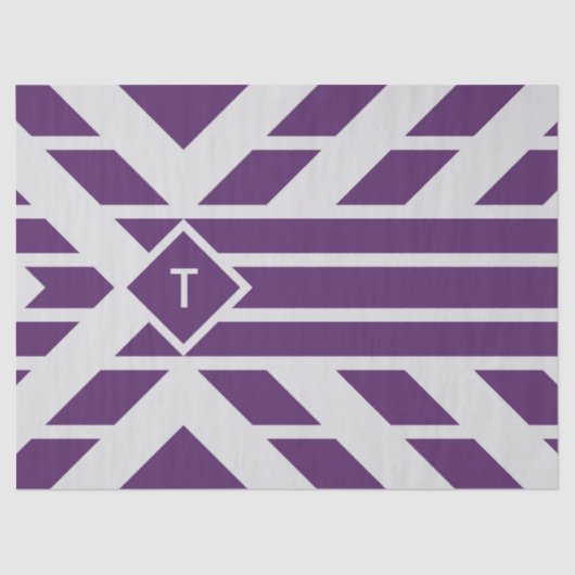 Papier Mousseline Quadrangle violet rayures, Papier Tissu Monogramme (Recto)