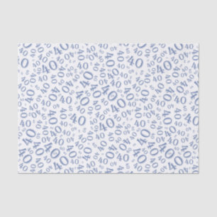 Papier Mousseline quarantième Motif bleu et blanc d'anniversaire de