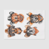 Papier Mousseline Quatre Chiens Occidentaux Cowboy En Casquette DN9L (Recto)