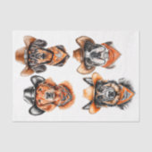 Papier Mousseline Quatre Chiens Occidentaux Cowboy En Casquette DN9R (Recto)