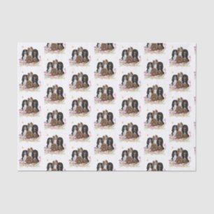 Papier Mousseline Quatre Espagnols du roi Charles Cavalier en fleurs