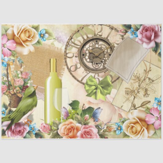 Papier Mousseline Quatre saisons Collage Design série 1 (Recto)