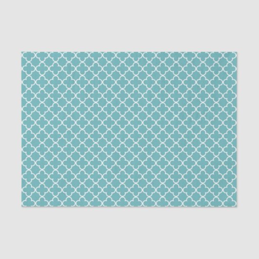 Papier Mousseline Quatrefoil blanc Aqua (Recto)