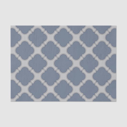 Papier Mousseline Quatrefoil gris bleu (Recto)