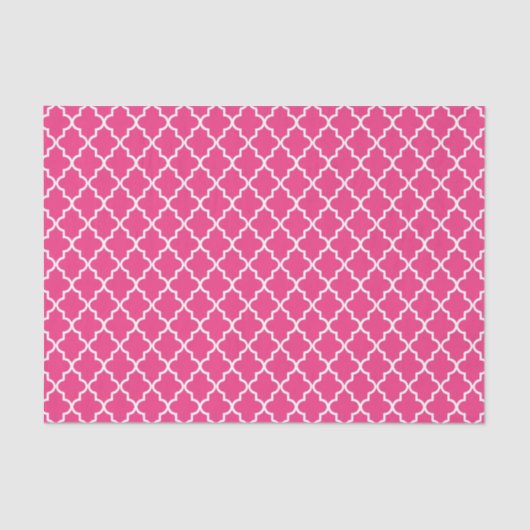 Papier Mousseline Quatrefoil marocain rose chaud moderne (Recto)