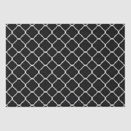 Papier Mousseline Quatrefoil noir et blanc (Recto)
