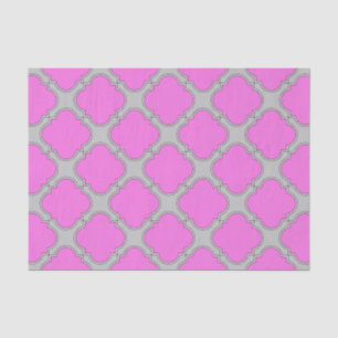 Papier Mousseline Quatrefoil rose et gris