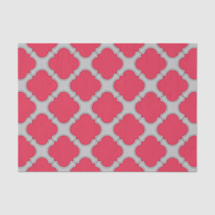 Papier Mousseline Quatrefoil rouge et gris