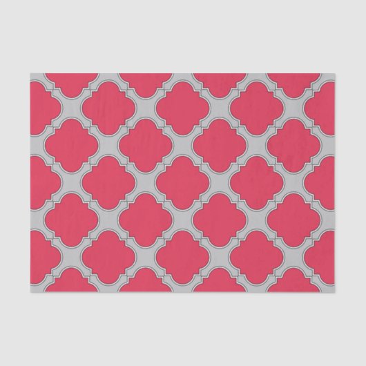 Papier Mousseline Quatrefoil rouge et gris (Recto)