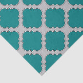 Papier Mousseline Quatrefoil turquoise et gris (Détail)