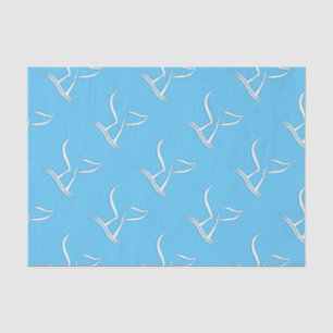 Papier Mousseline Queue blanche sur Blue
