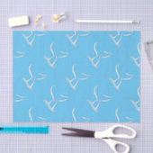 Papier Mousseline Queue blanche sur Blue (Artisanat)
