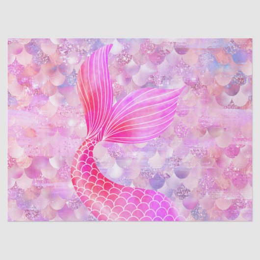 Papier Mousseline Queue de sirène de Parties scintillant rose (Recto)