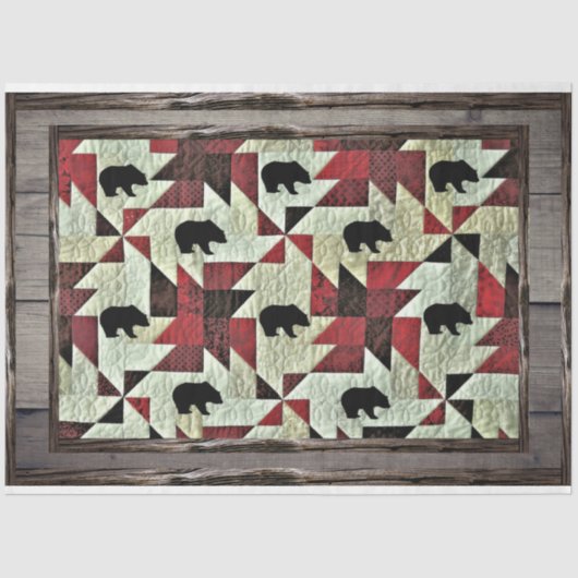 Papier Mousseline Quilt d'ours noir Bois rustique (Recto)