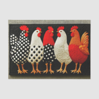 Papier Mousseline Quilted Fun Country Hens & Roosters EN2L Decoupage