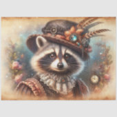 Papier Mousseline Quirky Antique Vintage Steampunk Raccoon Découpage (Recto)