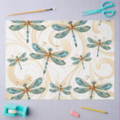 Papier Mousseline Quirky Dragonfly Motif en Aqua et Gold (Artisanat)