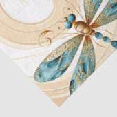 Papier Mousseline Quirky Dragonfly Motif en Aqua et Gold (Détail)