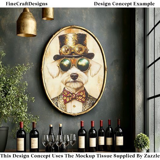 Papier Mousseline Quirky Regal Steampunk Dog Portrait EA6 Decoupage