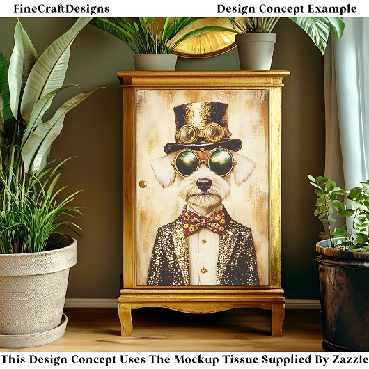 Papier Mousseline Quirky Regal Steampunk Dog Portrait EA6 Decoupage