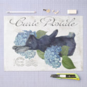 Papier Mousseline Rabbit Blue Hydrangea Flower Carte Postale Françai (Artisanat)