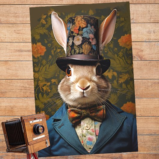 Papier Mousseline Rabbit en costume et Casquette 1 papier découpage