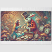 Papier Mousseline Rabbit et Alice Wonderland Forêt Magique Découpage (Recto)