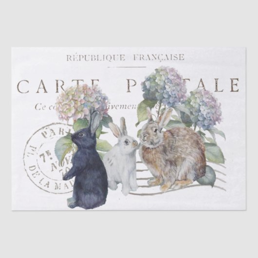 Papier Mousseline Rabbit Hydrangea Carte Postale Carte Fleur Découpa (Recto)