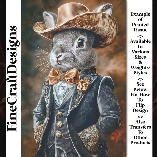 Papier Mousseline Rabbit Luxe Wild West Style Outfit CF3 Decoupage