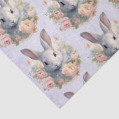 Papier Mousseline Rabbit Surrounded by Pastel Flowers Cute Pattern (Détail)