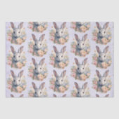 Papier Mousseline Rabbit Surrounded by Pastel Flowers Cute Pattern (Recto)