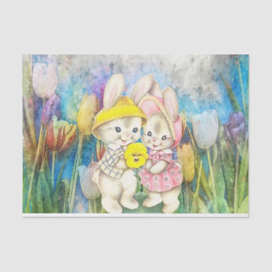 Papier Mousseline Rabbits aquarelle (Recto)