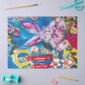 PAPIER MOUSSELINE RABIT ROSE, BOUGIES DE NOËL ET HOLLYBERRIES (Artisanat)